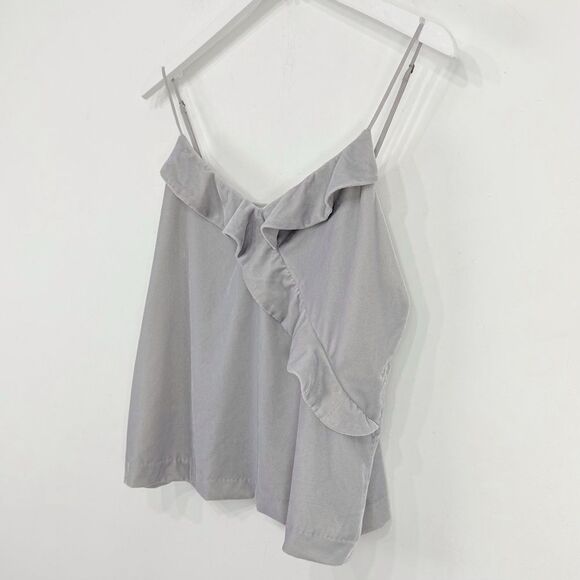 J. Crew Coral Gray Velvety Ruffle Tank Blouse - Picture 2 of 16